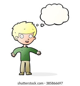 cartoon happy man with thought bubble