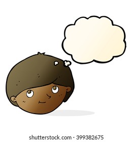 cartoon happy man with thought bubble