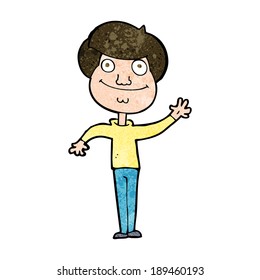 cartoon happy man waving