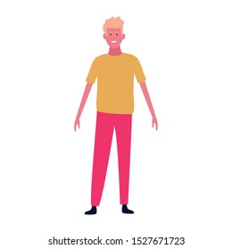 cartoon happy man wearing casual clothes over white background, vector illustration