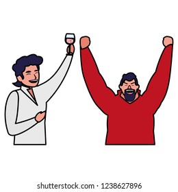 cartoon happy men 