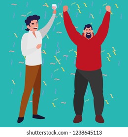 cartoon happy men 