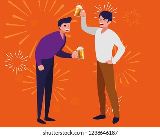 cartoon happy men 