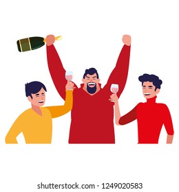 cartoon happy men design