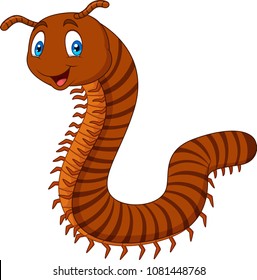 Cartoon happy millipedes