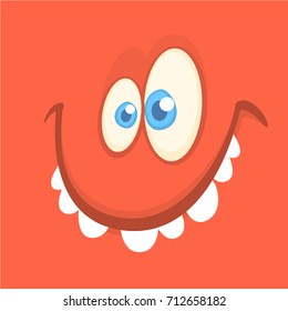 Cartoon happy monster avatar smiling. Halloween vector illustration