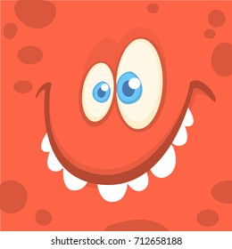 Cartoon happy monster face. Vector
