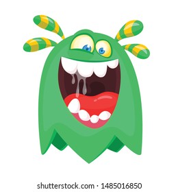 Cartoon Happy Monster Halloween Illustration Excited Stock Vector ...