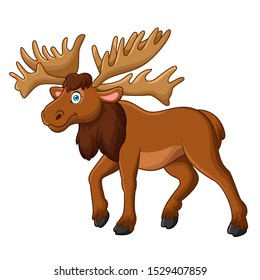 Cartoon happy moose with big horns