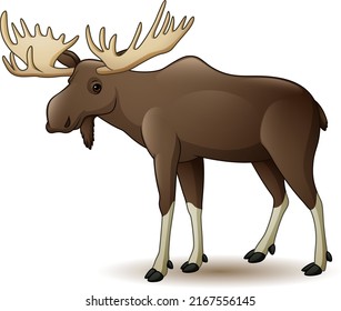 Cartoon Happy Moose On White Background Stock Vector (Royalty Free ...