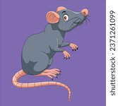 Cartoon happy mouse character design illustration