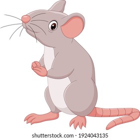 Cartoon happy mouse on white background