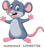 Cartoon happy mouse waving