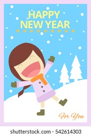 cartoon happy new year card. vector