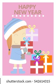 cartoon happy new year card. vector