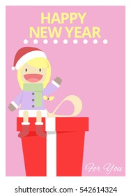 cartoon happy new year card. vector