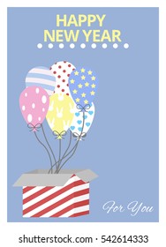 cartoon happy new year card. vector