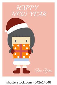 cartoon happy new year card. vector