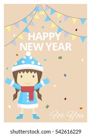 cartoon happy new year card. vector