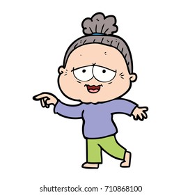 cartoon happy old lady