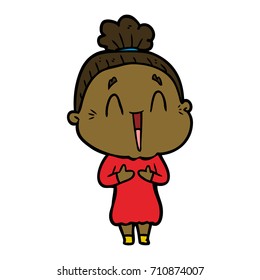 cartoon happy old lady