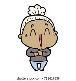 cartoon happy old lady
