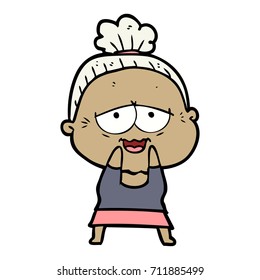 cartoon happy old lady