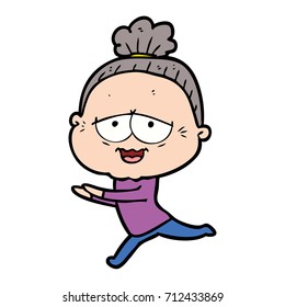 anciana feliz de caricatura