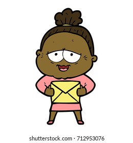 cartoon happy old lady