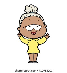 cartoon happy old lady