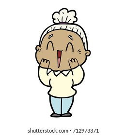 cartoon happy old lady