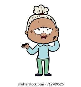 cartoon happy old lady