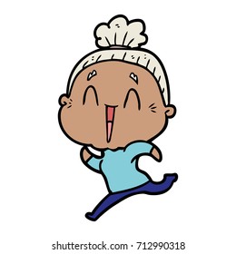 cartoon happy old lady