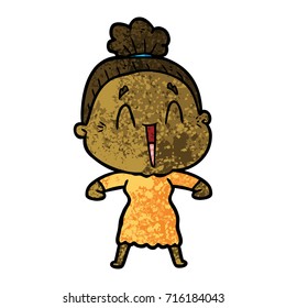 cartoon happy old lady