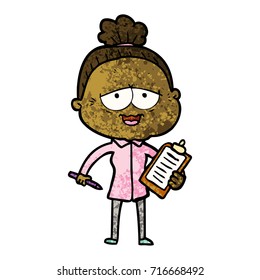 cartoon happy old lady