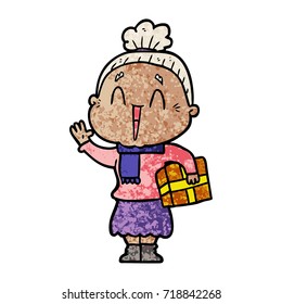 anciana feliz de caricatura