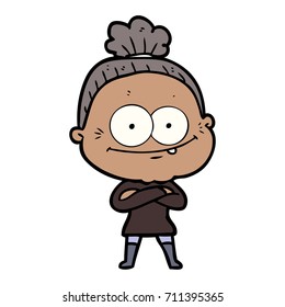 cartoon happy old woman