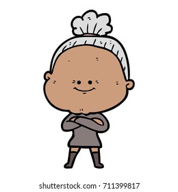 cartoon happy old woman
