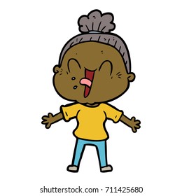 cartoon happy old woman