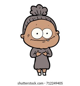cartoon happy old woman