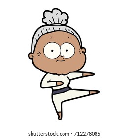 cartoon happy old woman