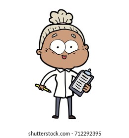 cartoon happy old woman