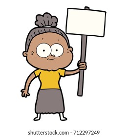 cartoon happy old woman