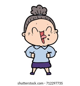 desenho animado mulher velha feliz