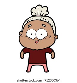 cartoon happy old woman