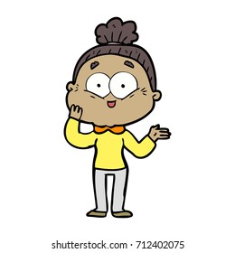 cartoon happy old woman