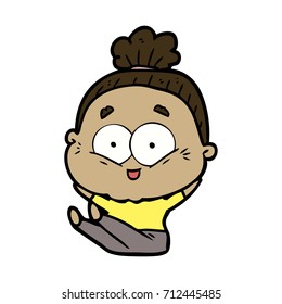cartoon happy old woman