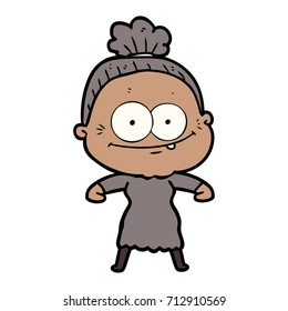 cartoon happy old woman