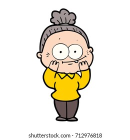 cartoon happy old woman