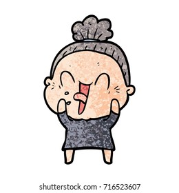 cartoon happy old woman